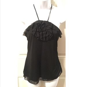 Black Halter Top with Ruffles